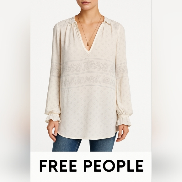 FREE PEOPLE Boho Victorian Summer Cottagecore Tunic flowy blouse (#23) - Picture 1 of 8